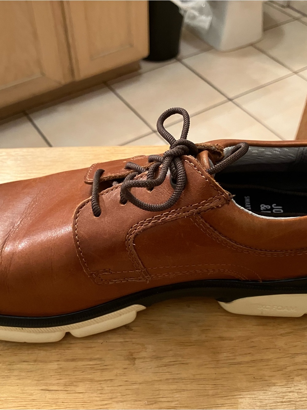 Men's Johnson & Murphy Casual Tan Leather Oxford Derby Shoes - Lace-Up Size 9M - Picture 3 of 9